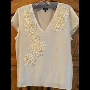 Talbots NWOT silk ivory blouse size 16 beaded